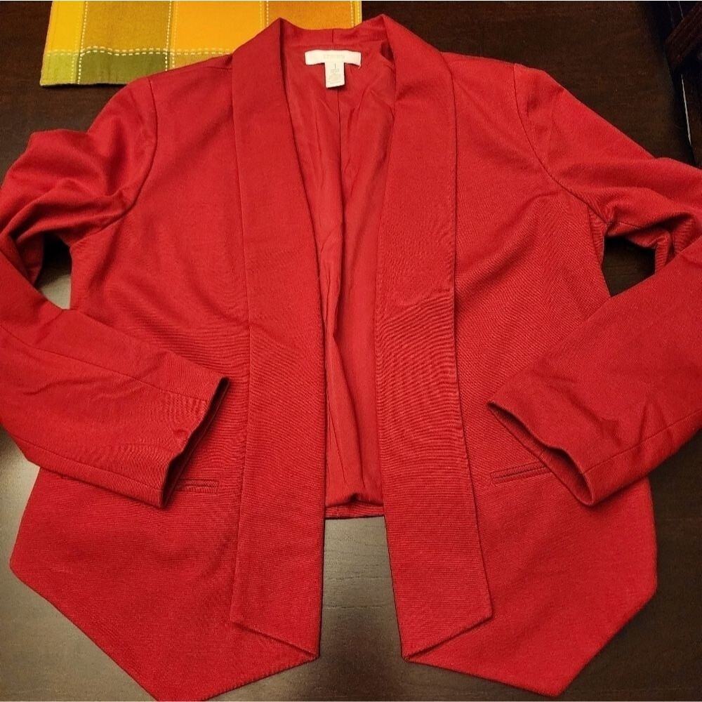 Chico's Ruby Red Ponte Knit Drape Front Jacket Size Medium (1)